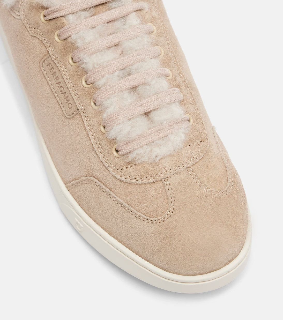 Salvatore Ferragamo o1s1rm0526 Shearling-lined Suede Sneakers in Beige Size US 8 / IT 38 - 5 Thumbnail