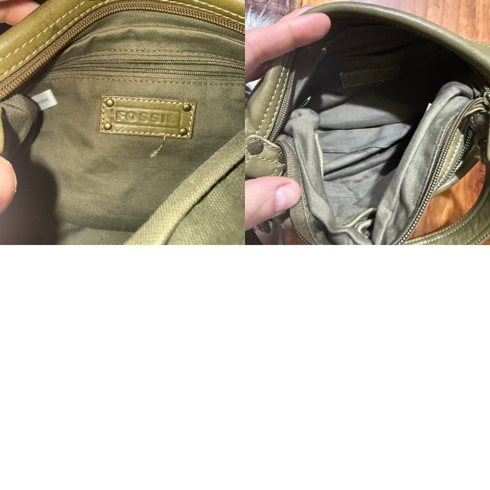 Fossil VINTAGE Fossil Leather Bag Purse Shoulder Strap Avocado Green Crescent Small Womens 10" x 7" x 4" Zipper Size ONE SIZE - 8 Thumbnail