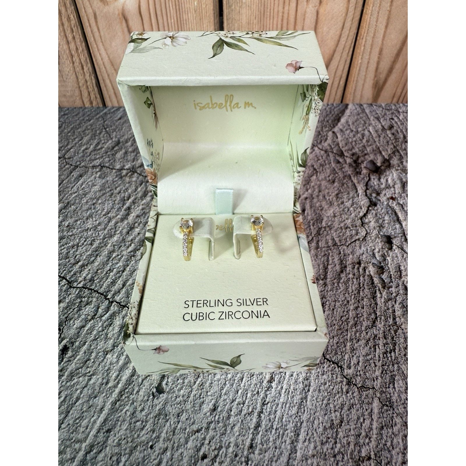 Sterling Silver Isabella M Sterling Silver Vermeil Cubic Zirconia Earrings Size ONE SIZE - 9 Thumbnail