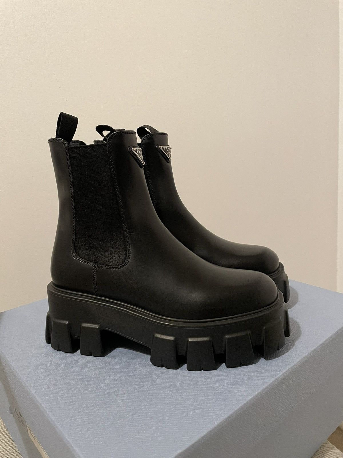 Prada Prada Monolith brushed leather Chelsea boots Size US 5.5 / IT 35.5 - 3 Thumbnail