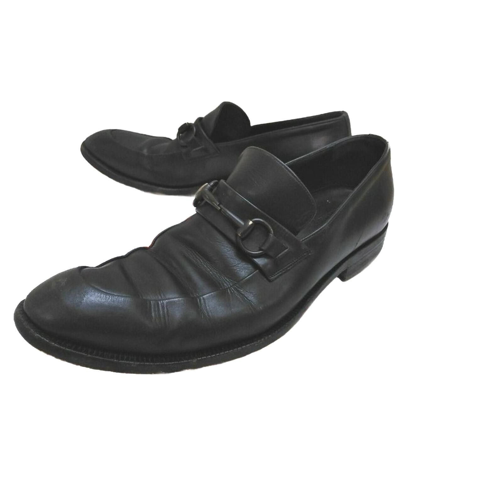 Gucci 80s Gucci Men’s 9W Black Leather Horsebit Loafers – Size US 9 / EU 42 - 2 Thumbnail
