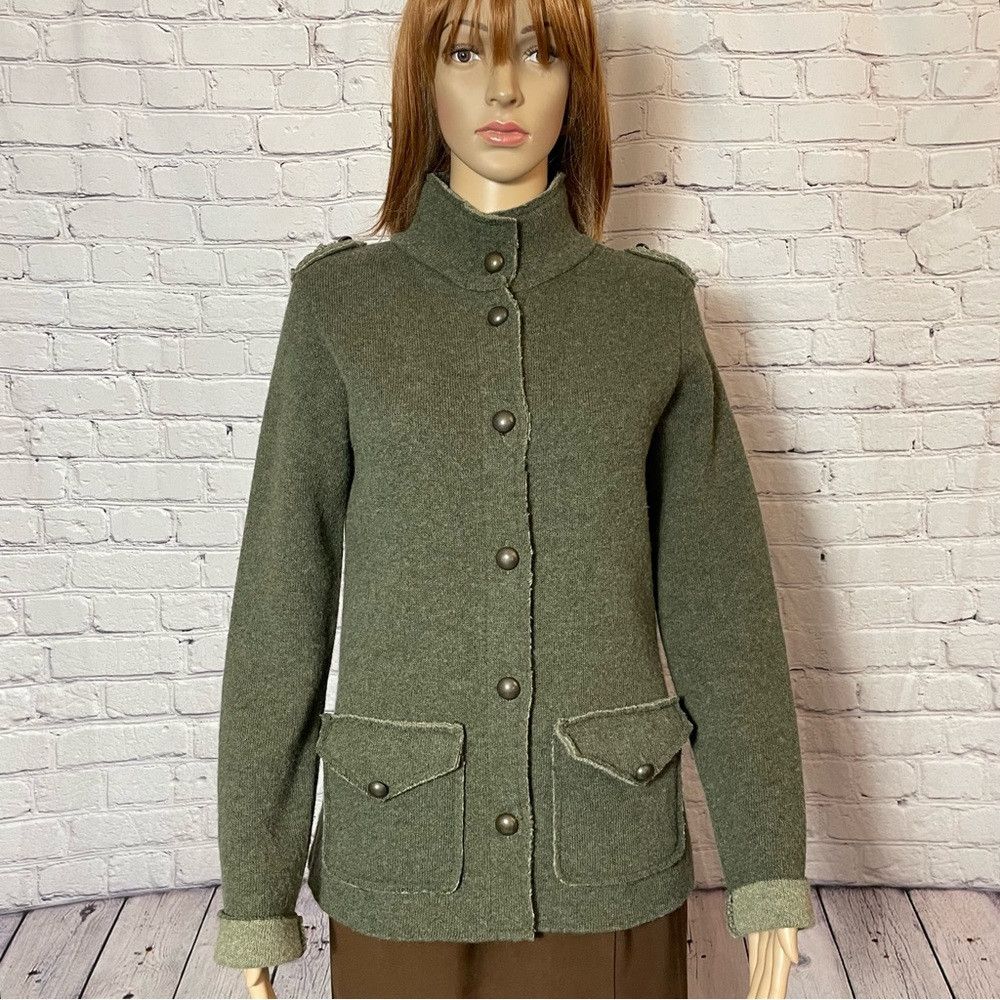 Other Mary Made in Italy Wool Khaki Military Jacket Cardigan Size Size S / US 4 / IT 40 - 1 Thumbnail