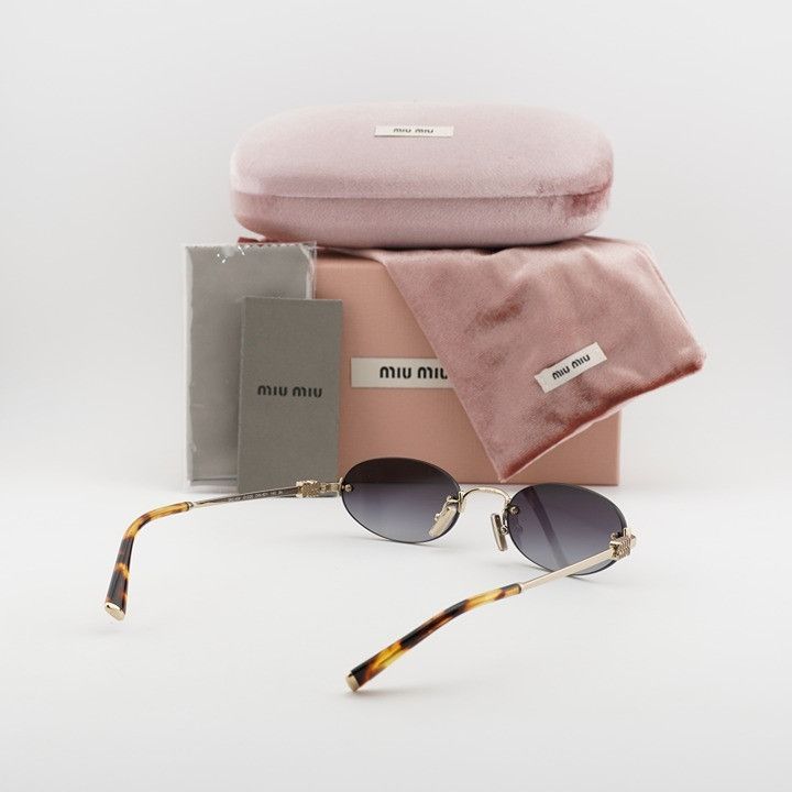 Miu Miu Miu Miu MUA54S ZVN5D1 Sunglasses Gold Oval Rimless Frame Size ONE SIZE - 11 Thumbnail