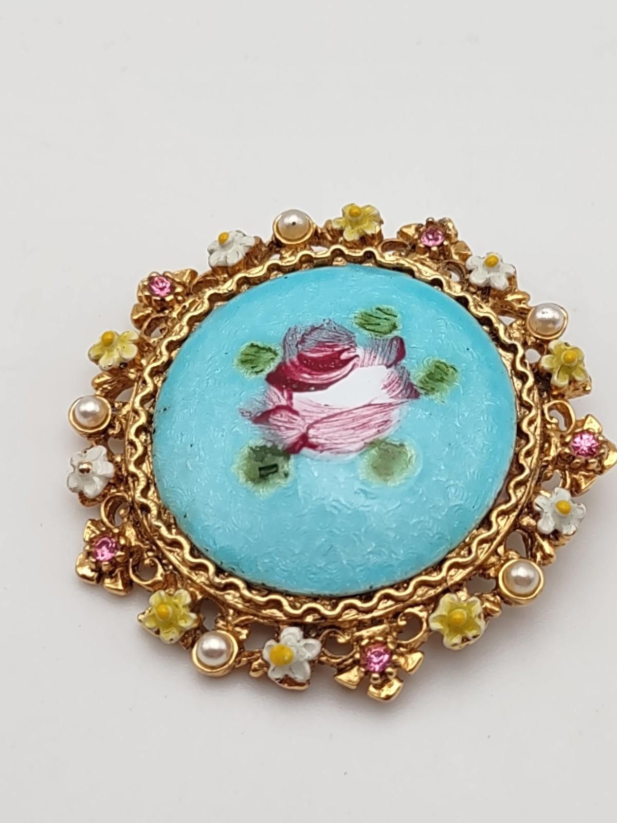Arts & Science Signed ART Arthur Pepper Rose Glass Cabochon Brooch Size ONE SIZE - 2 Thumbnail