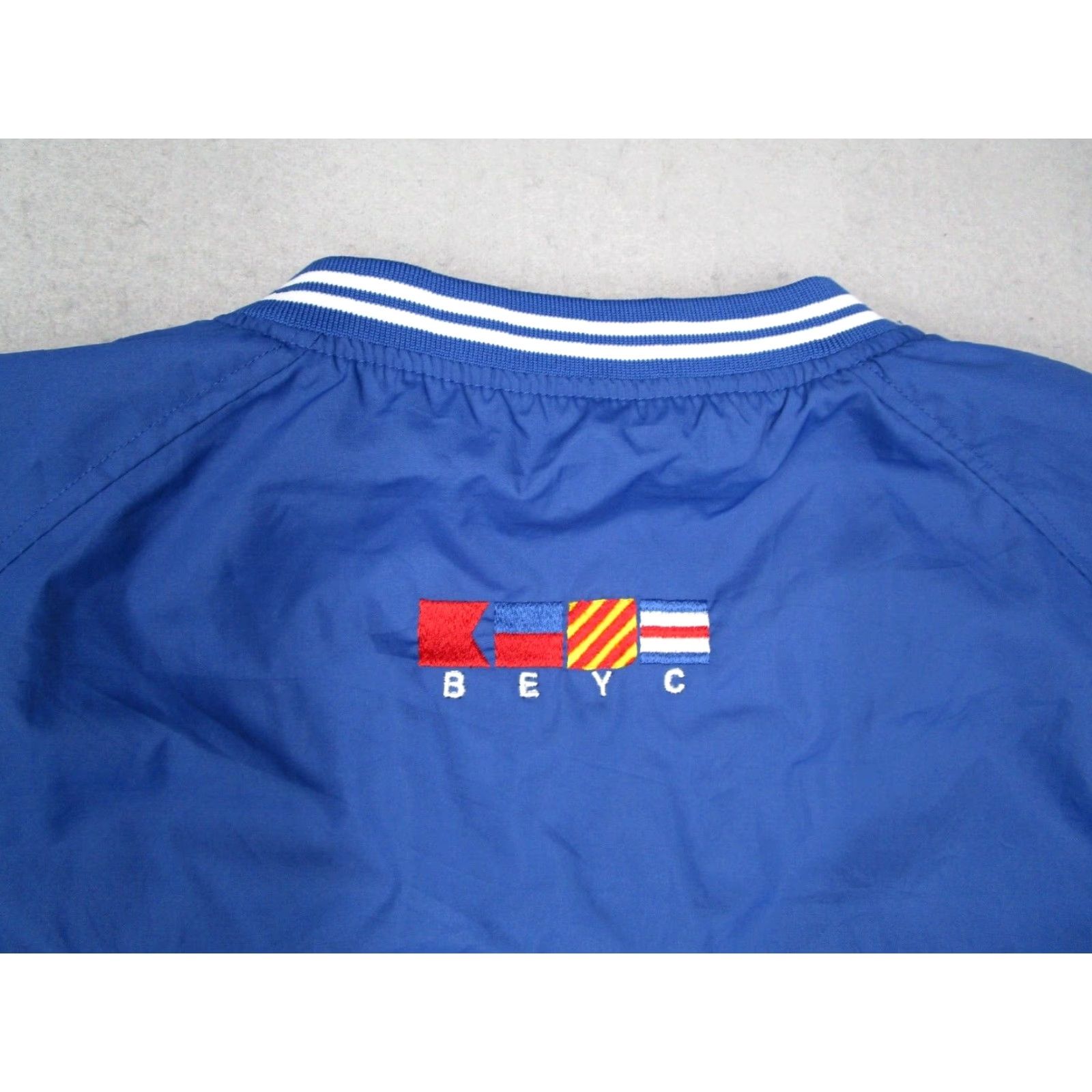 Vintage SPORT-TEK Mens Blue V Neck Pullover Windbreaker Jacket 2XL XXL Pockets Logo Bald Eagle Yacht Club Size US XXL / EU 58 / 5 - 6 Thumbnail
