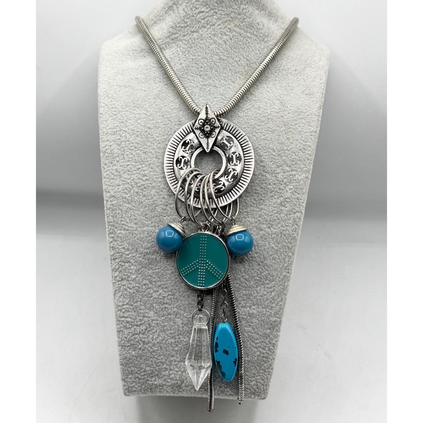 Other Silver tone blue beaded chain tassel charm necklace Size ONE SIZE - 1 Thumbnail