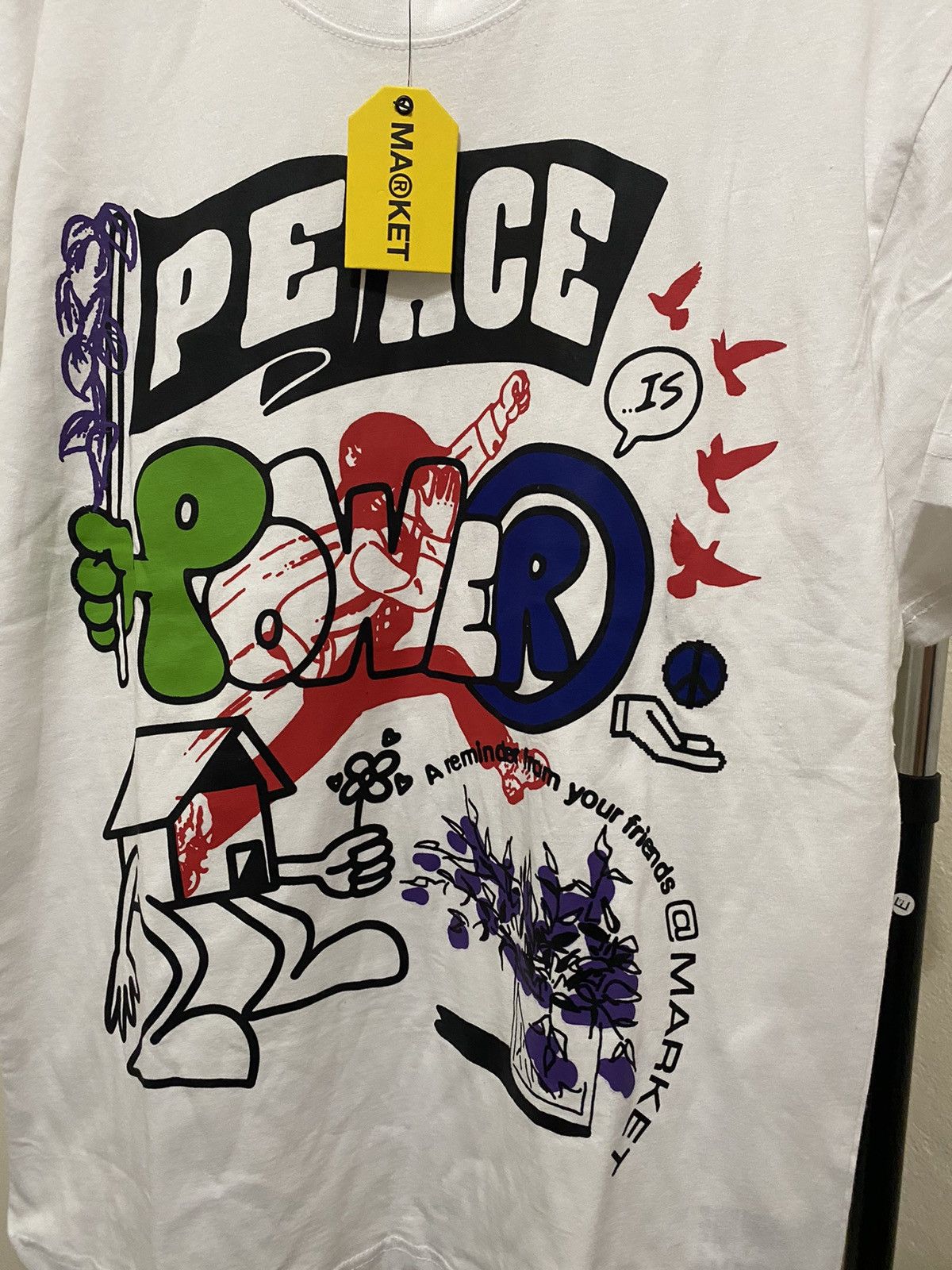 Market × Vintage DSWT Chinatown Market Peace Power White Tee Size US M / EU 48-50 / 2 - 5 Thumbnail