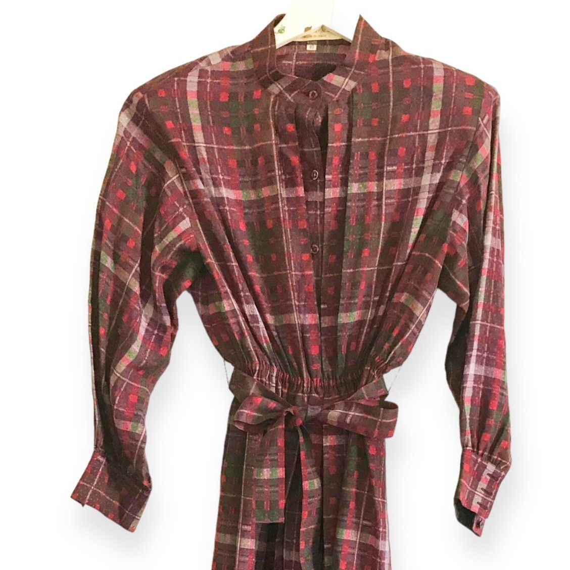 Other 1980s Christian Aujard Plaid Silk Midi Dress Made in Italy Size S / US 4 / IT 40 - 8 Thumbnail