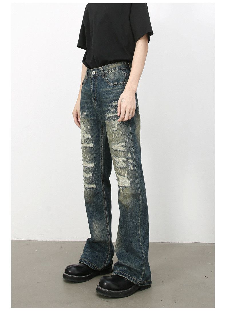 Japanese Brand × Jean High street retro loose flared ripped jeans for men Size US 32 / EU 48 - 3 Thumbnail