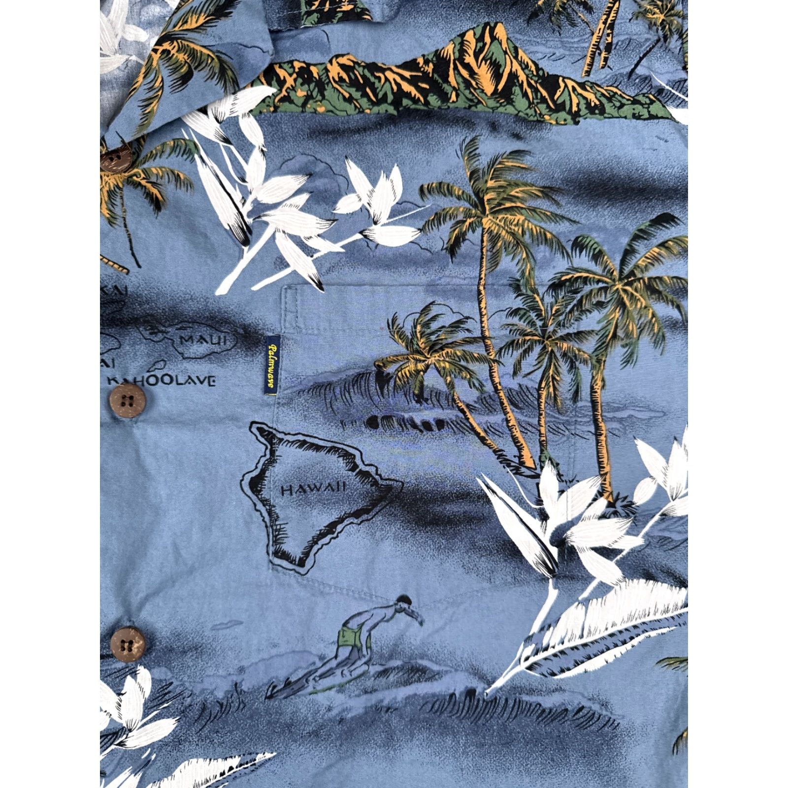 Vintage Palmwave Shirt Men's XL Blue Floral Island Map Hawaiian Button-Up Beach Size US XL / EU 56 / 4 - 6 Thumbnail