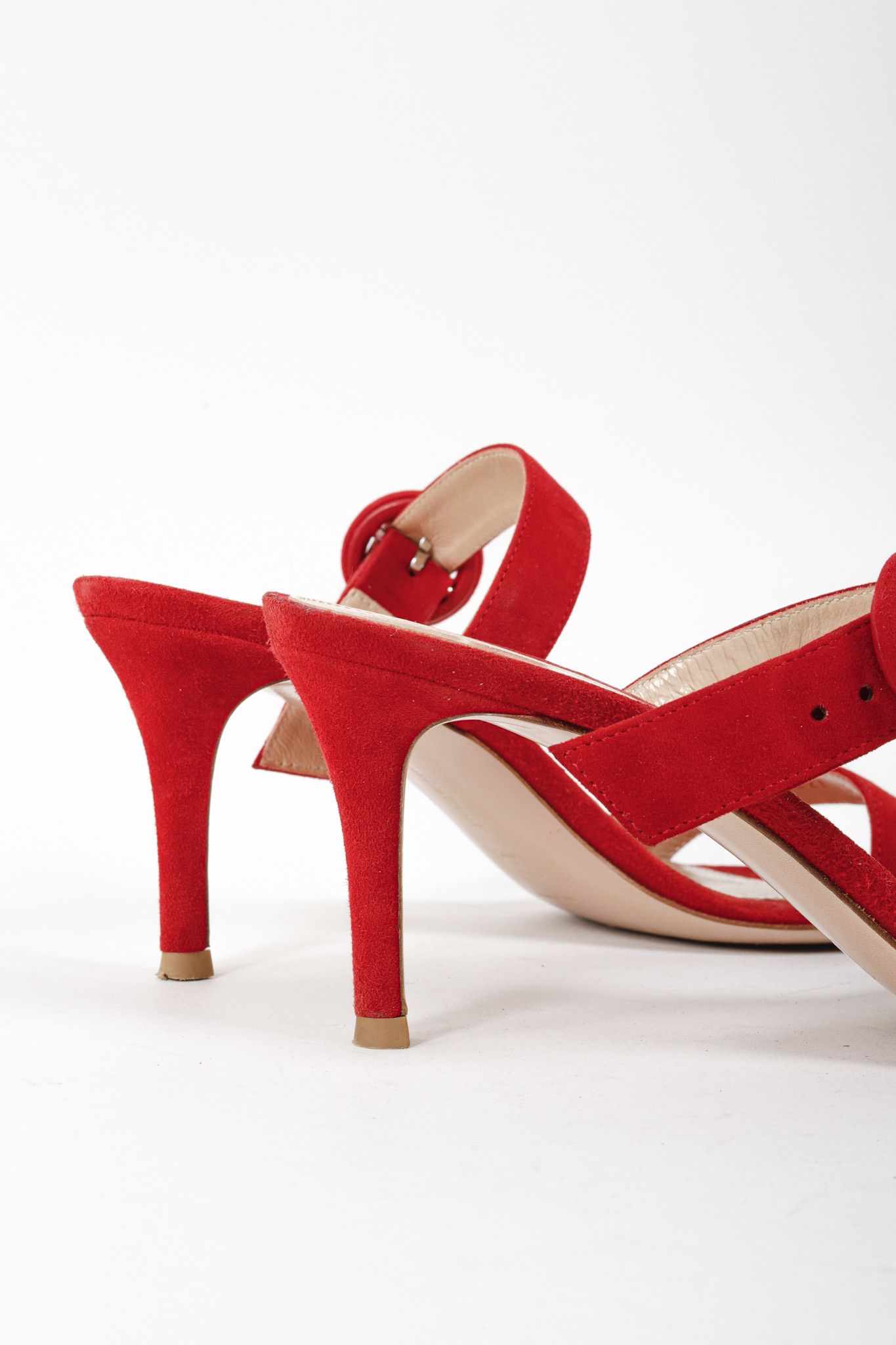 Gianvito Rossi Gianvito Rossi Red Chamois Suede Heel Sandals Size US 6.5 / IT 36.5 - 8 Thumbnail