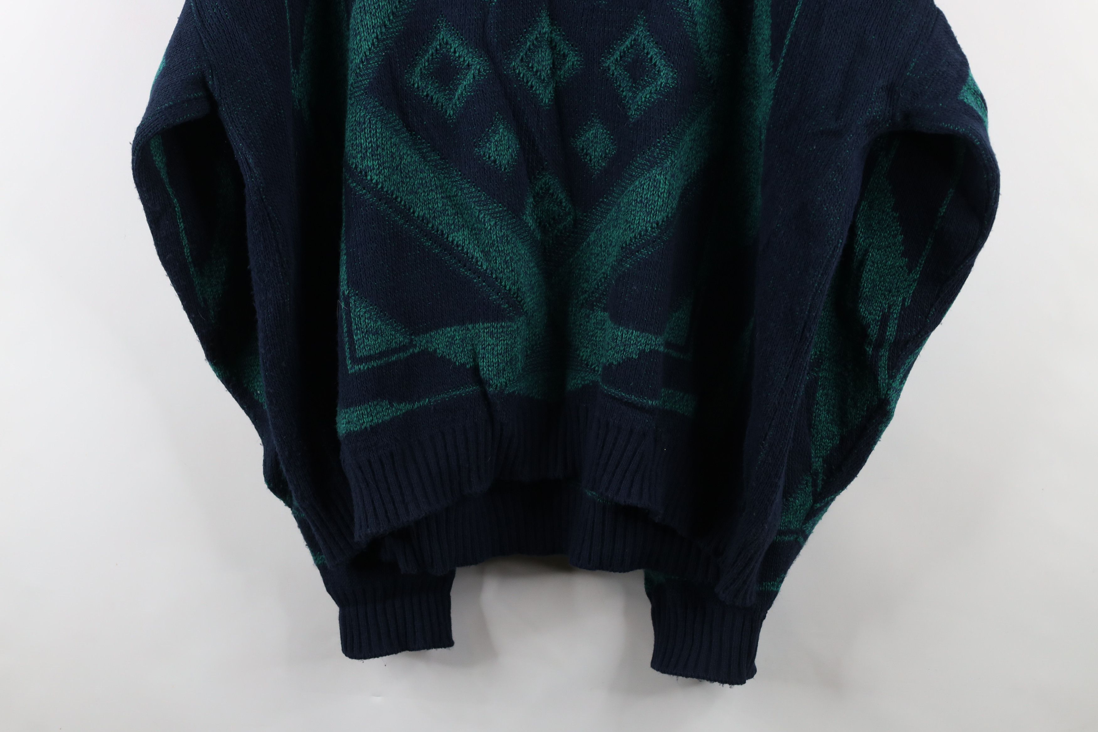 Vintage Vintage 90s Streetwear Geometric Knit Grandpa Sweater USA Size US XXL / EU 58 / 5 - 9 Thumbnail