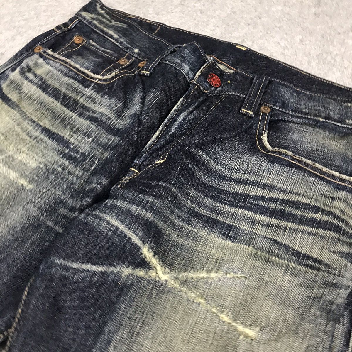 14th Addiction × If Six Was Nine × Le Grande Bleu (L.G.B.) FLARED JAPAN STYLE DISTRESSED BOOT CUT EDWIN DENIM PANTS Size US 34 / EU 50 - 10 Thumbnail