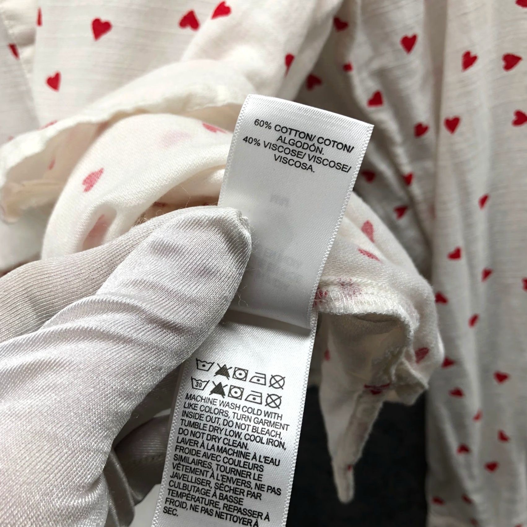 Lucky Brand Lucky Brand Heart Print Button Down Shirt Womens M White Red Long Sleeve Size M / US 6-8 / IT 42-44 - 7 Thumbnail