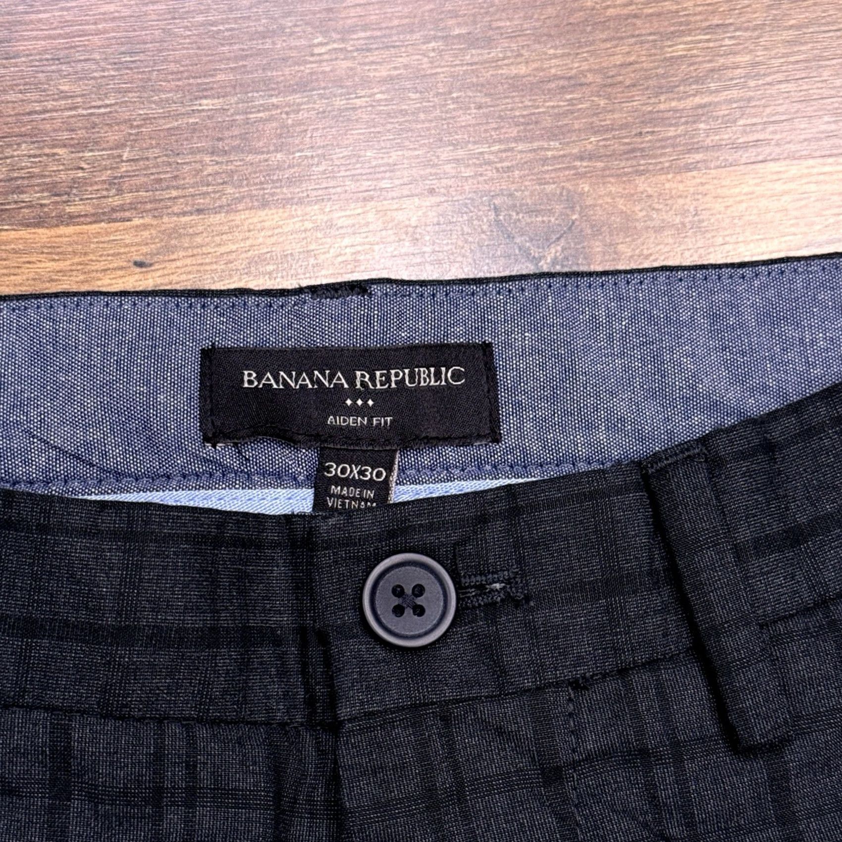 Banana Republic Banana Republic Pants Men 30x30 Gray Plaid Chino Aiden Fit Regular Straight Mid Rise Belt Loops Pocket Logo New Size US 30 / EU 46 - 4 Thumbnail