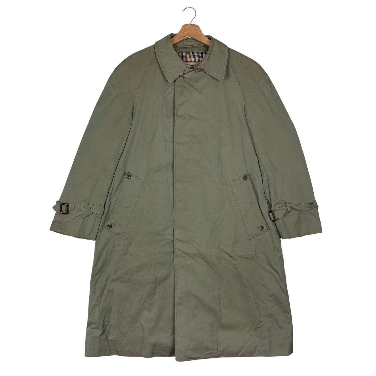 Aquascutum Vintage Aquascutum Hidden Flat Button Checkered Inside Long Size US M / EU 48-50 / 2 - 1 Thumbnail