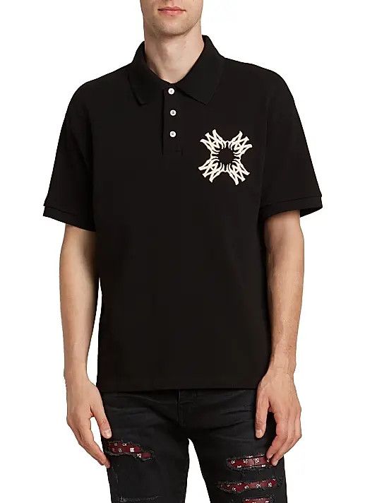 Amiri os11x0326 Ma Quad Cotton Polo Shirt in Black Size US M / EU 48-50 / 2 - 3 Thumbnail