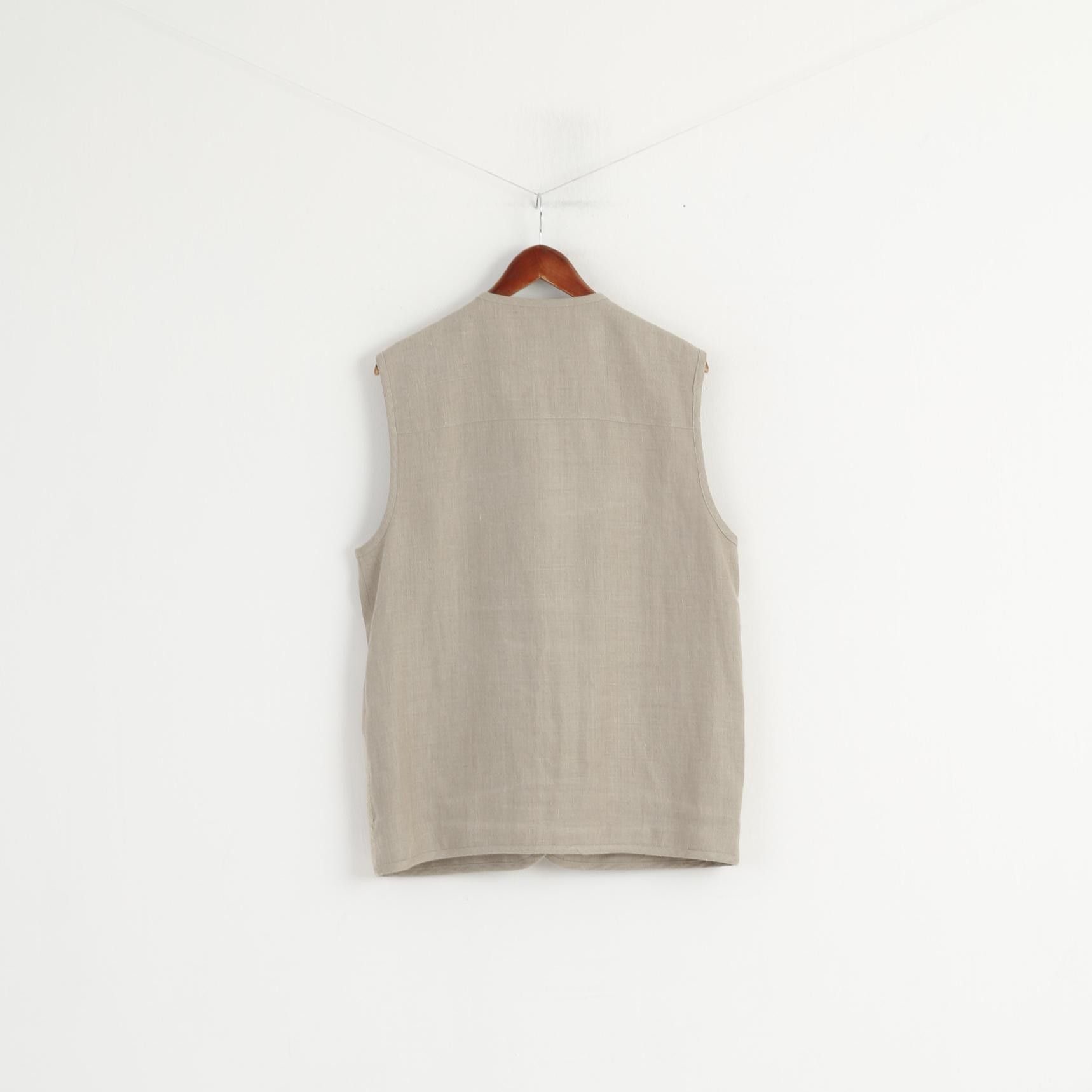 Vintage Alphorn Trachtenmode Women 40 L Waistcoat Beige Linen 1748 Size L / US 10 / IT 46 - 6 Thumbnail