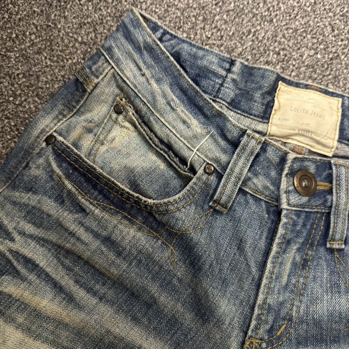 Beauty Beast Lolita Flared Distressed Exotic Heavy Faded Denim Jeans Size US 29 - 13 Thumbnail