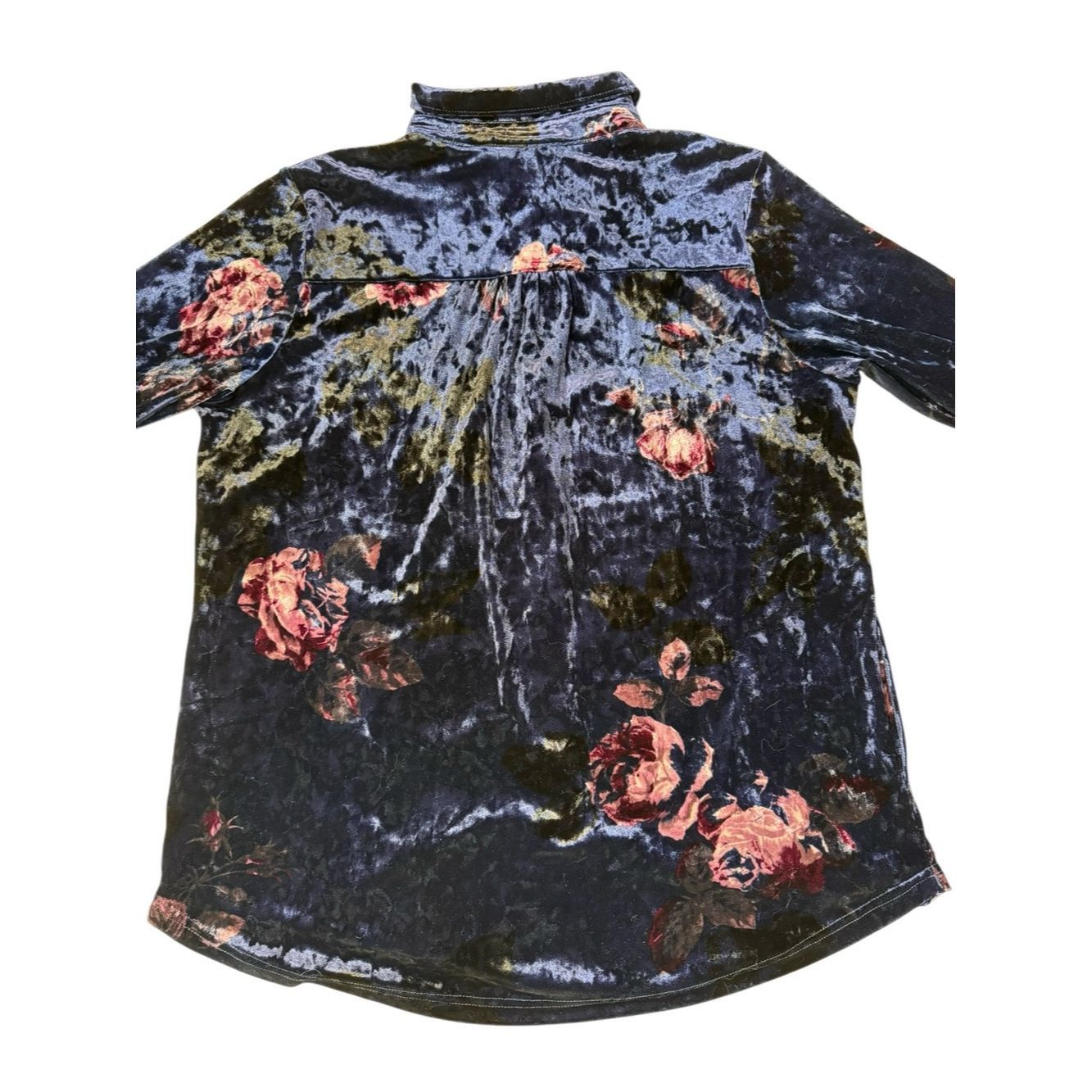 Other New Belle By Kim Gravel Crushed Velvet Blue Floral Button D Size M / US 6-8 / IT 42-44 - 4 Thumbnail