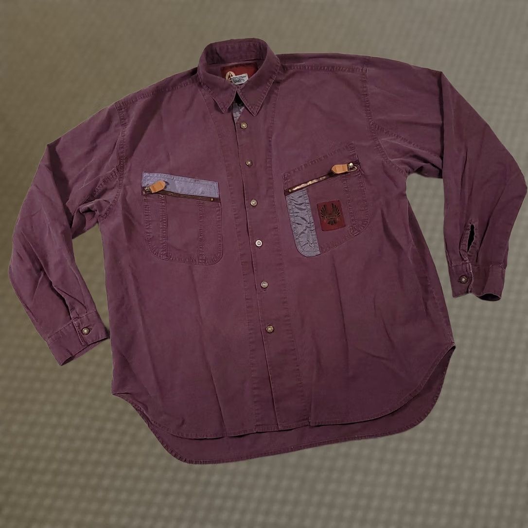 Faded Glory VINTAGE Faded Glory Air Patrol Aviation Button Up Shirt Mens Medium Maroon Retro 80s Retro Casual Shirt Mens Size US M / EU 48-50 / 2 - 1 Thumbnail