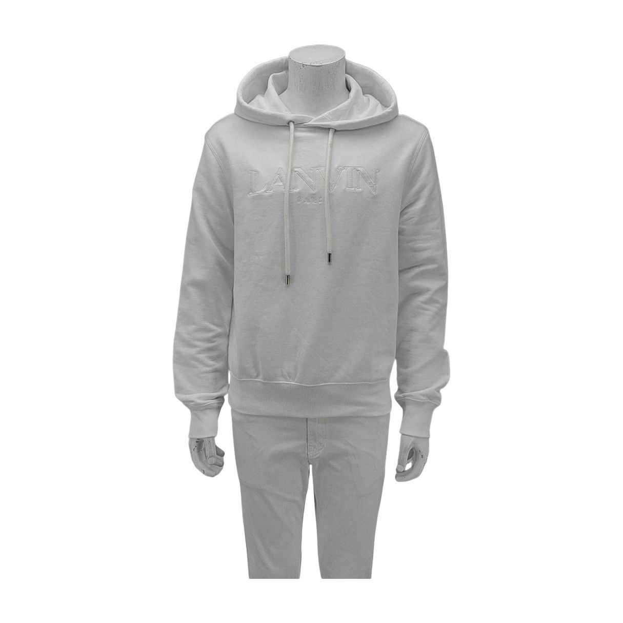 Lanvin Lanvin White Cotton Logo Hoodie S Size US S / EU 44-46 / 1 - 1 Thumbnail