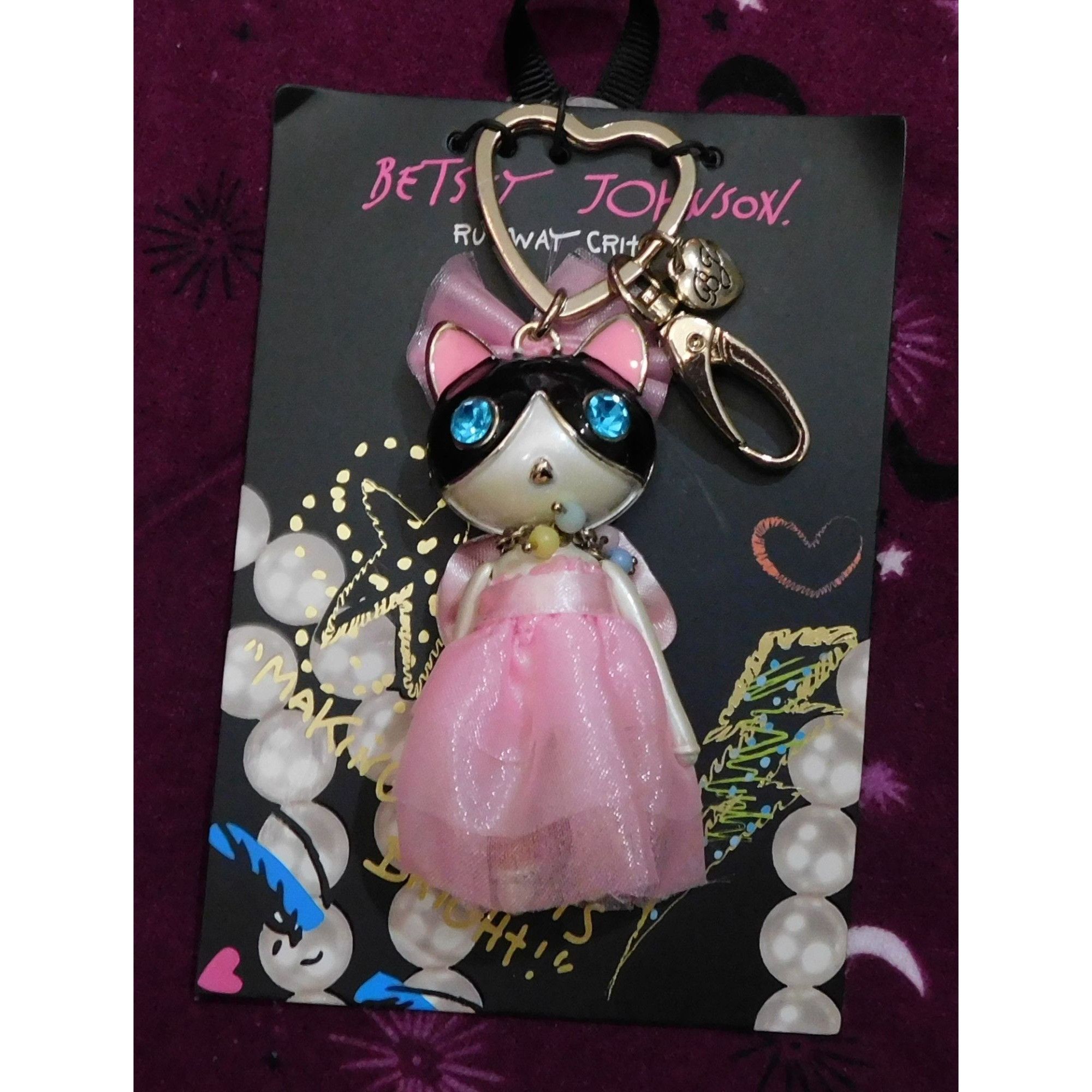 Betsey Johnson Betsey Johnson Runway Critters Keychain Cat In Pink Dress Go Size ONE SIZE - 1 Thumbnail