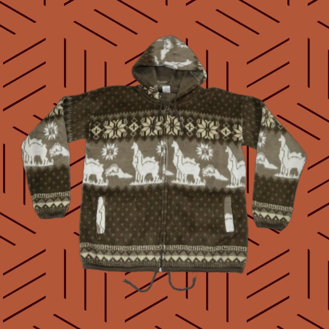 Vintage VINTAGE BROWN ALPACA WOOL ZIP UP HOODIE FLEECE JACKET WESTERN SOFT KNIT XL PERU Size US XL / EU 56 / 4 - 1 Thumbnail