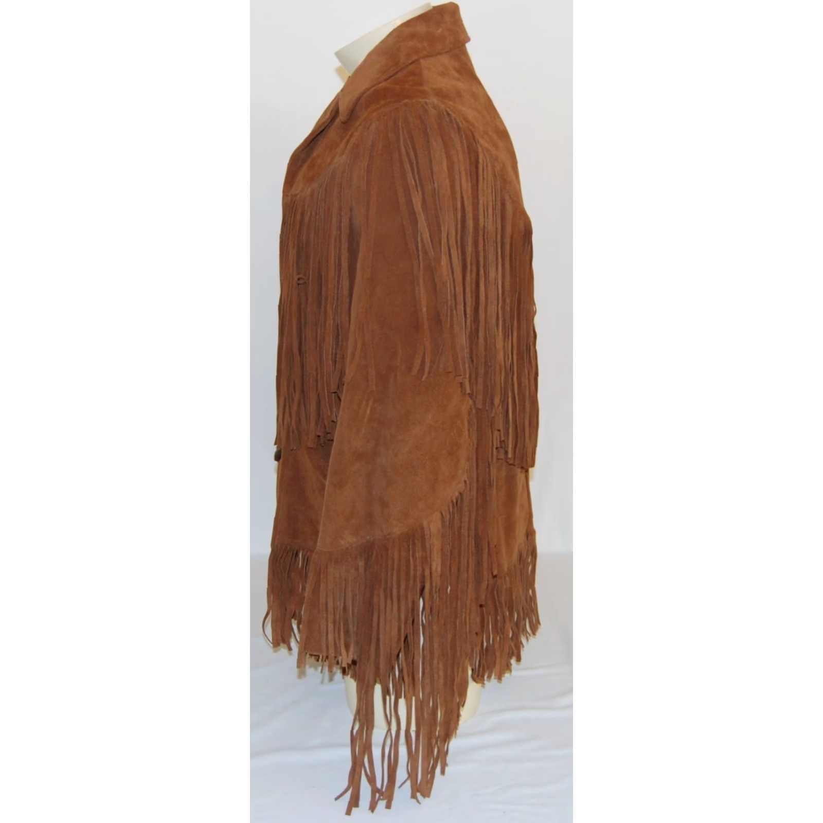 Vintage VINTAGE Pioneer Wear Men's Brown Fringe Real Leather Jacket Size 40 Retro Suede Size US XXS / EU 40 - 2 Thumbnail