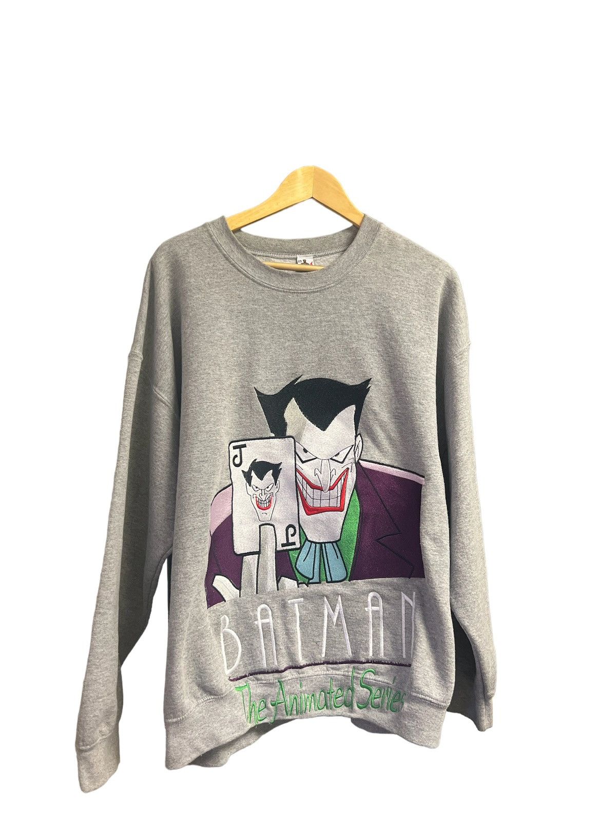 image of Vintage Up Cycled Batman The Animated Series Joker in Grey, Men's (Size XL)