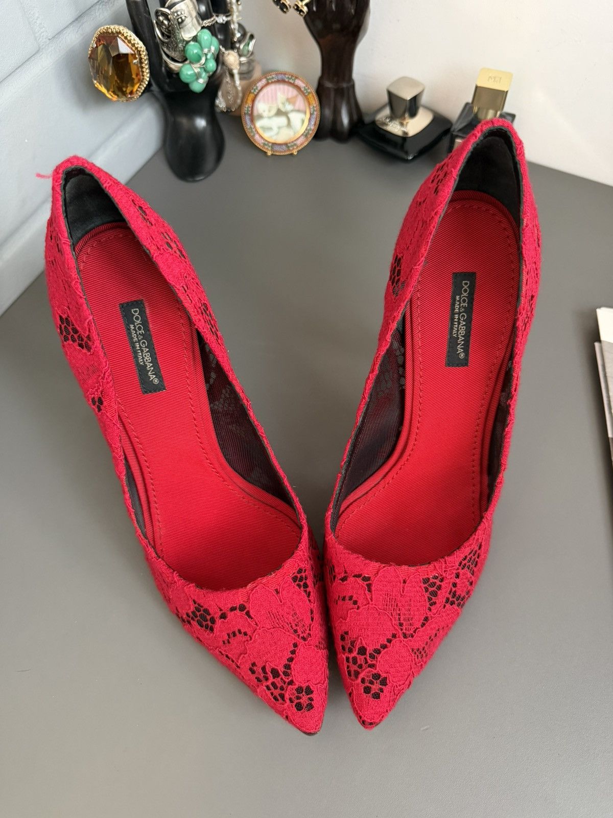 Dolce & Gabbana Lace high-heeled shoes Red Size 37 Size US 7 / IT 37 - 6 Thumbnail