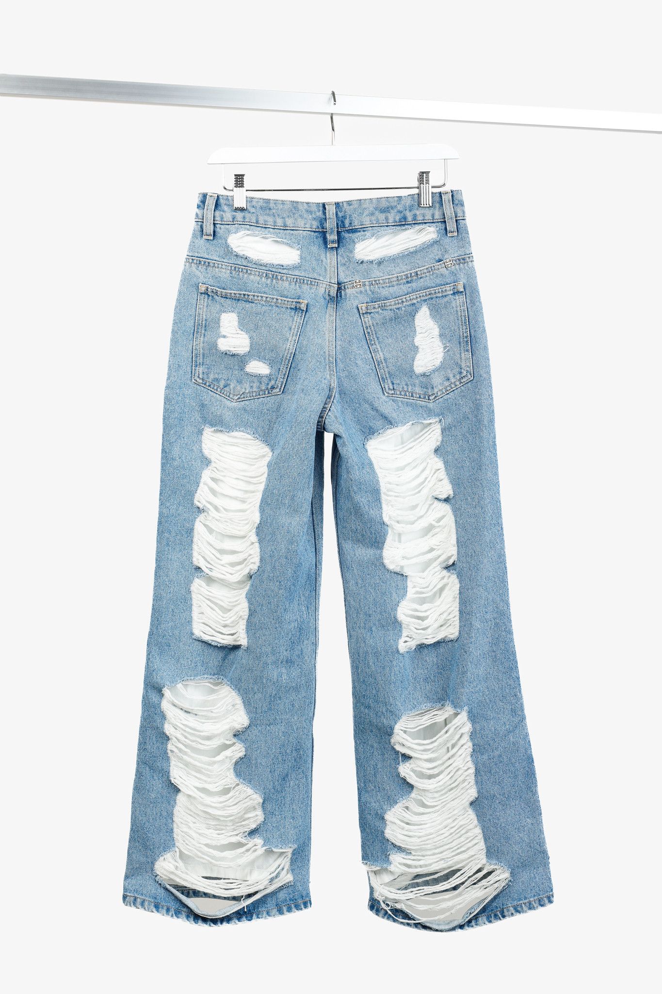 Givenchy Givenchy AW/22 Runway Light Blue Destroyed Paneled Jeans Size 29" - 2 Thumbnail