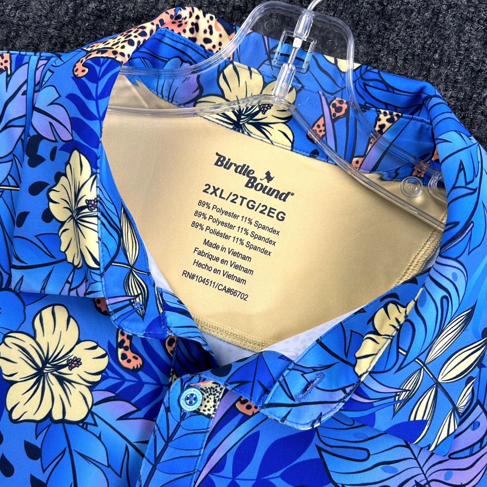 Vintage Polo Golf Shirt Mens 2XL Blue Cheetah Leopard Print Casual Activewear Short Sleeve Polo Shirt Azure Blue Navy Leopard Theme Size US XXL / EU 58 / 5 - 2 Thumbnail