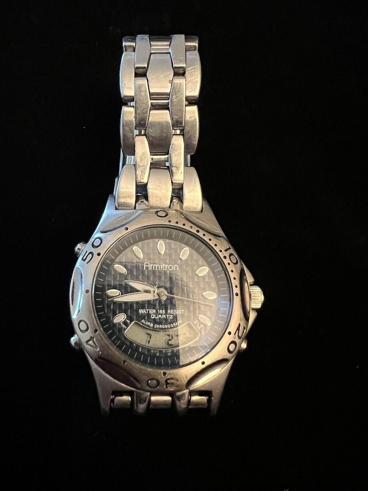 Designer Armitron Chronograph Men's Blue Carbon Fiber Dial working Size ONE SIZE - 1 Thumbnail