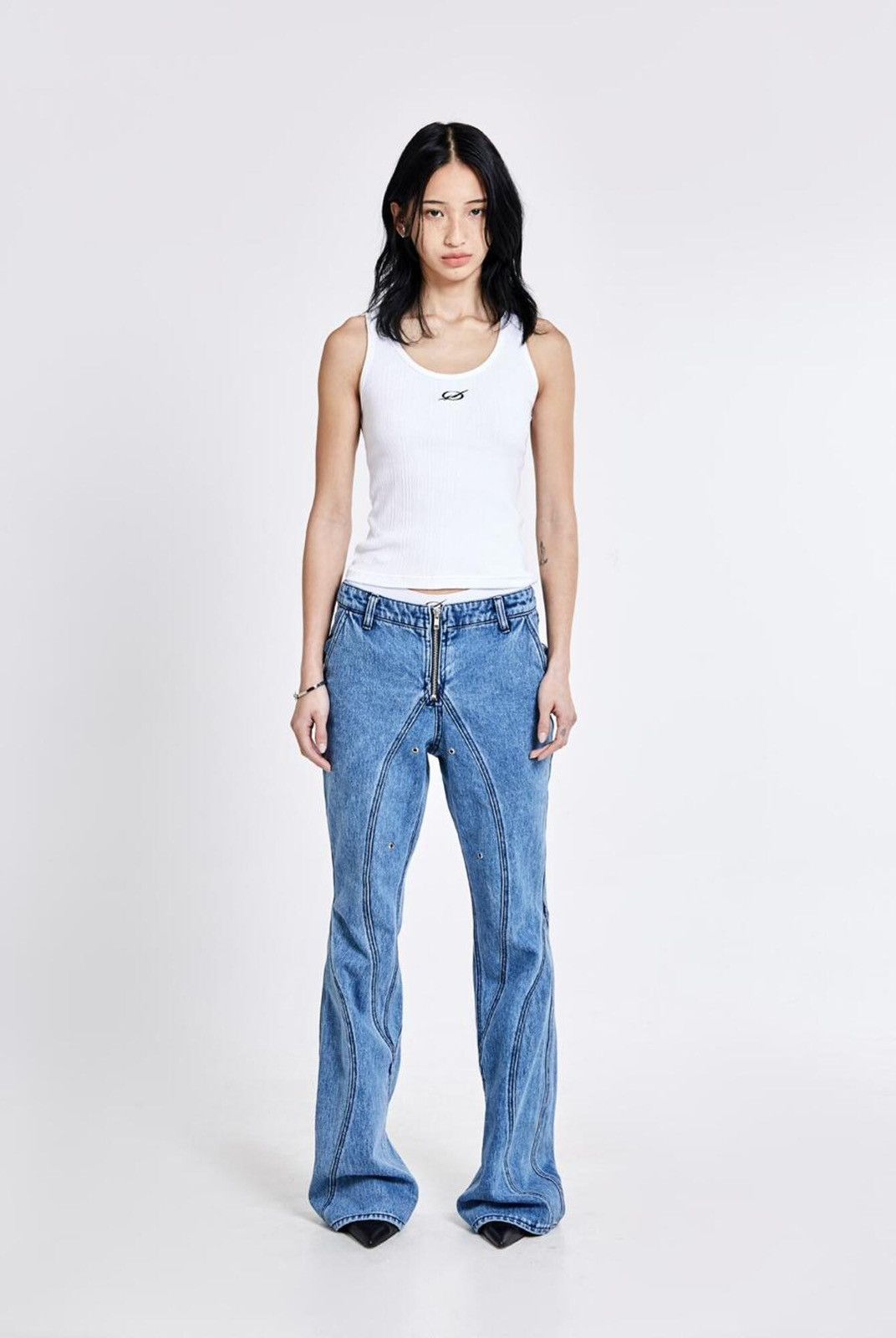 If Six Was Nine 51 PERCENT IRREGULAR EMBROIDERY LOGO SLEEVELESS WHT Size US XL / EU 56 / 4 - 5 Thumbnail