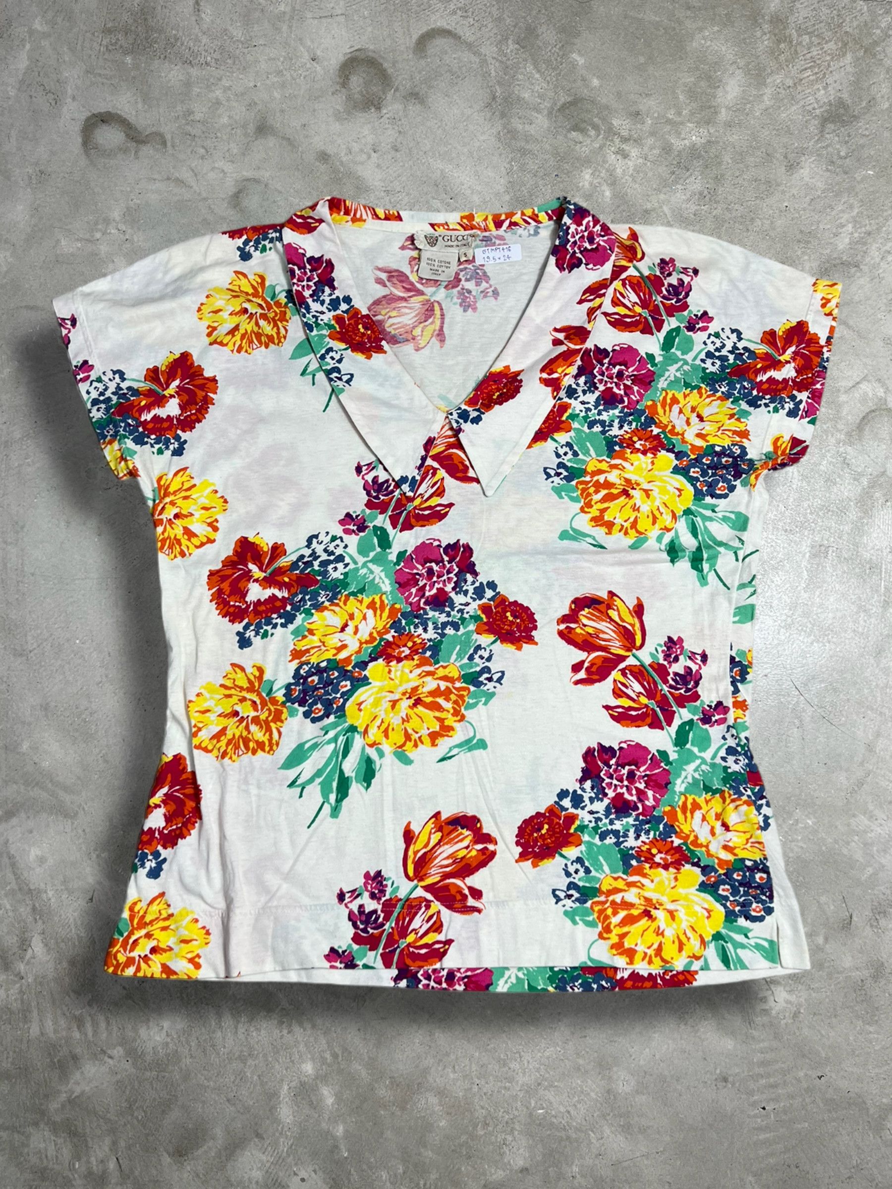 Gucci × Vintage Vintage GUCCI Floral Printed Blouse (S) GTMPT416 Size S / US 4 / IT 40 - 1 Thumbnail
