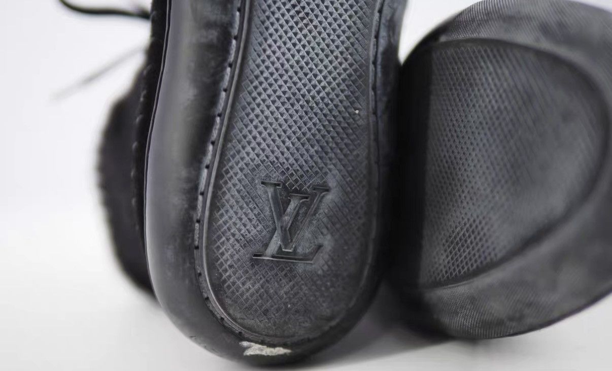 Louis Vuitton LV Black Knit & Suede High-Top Sneakers J16 Size US 6 / IT 36 - 6 Thumbnail