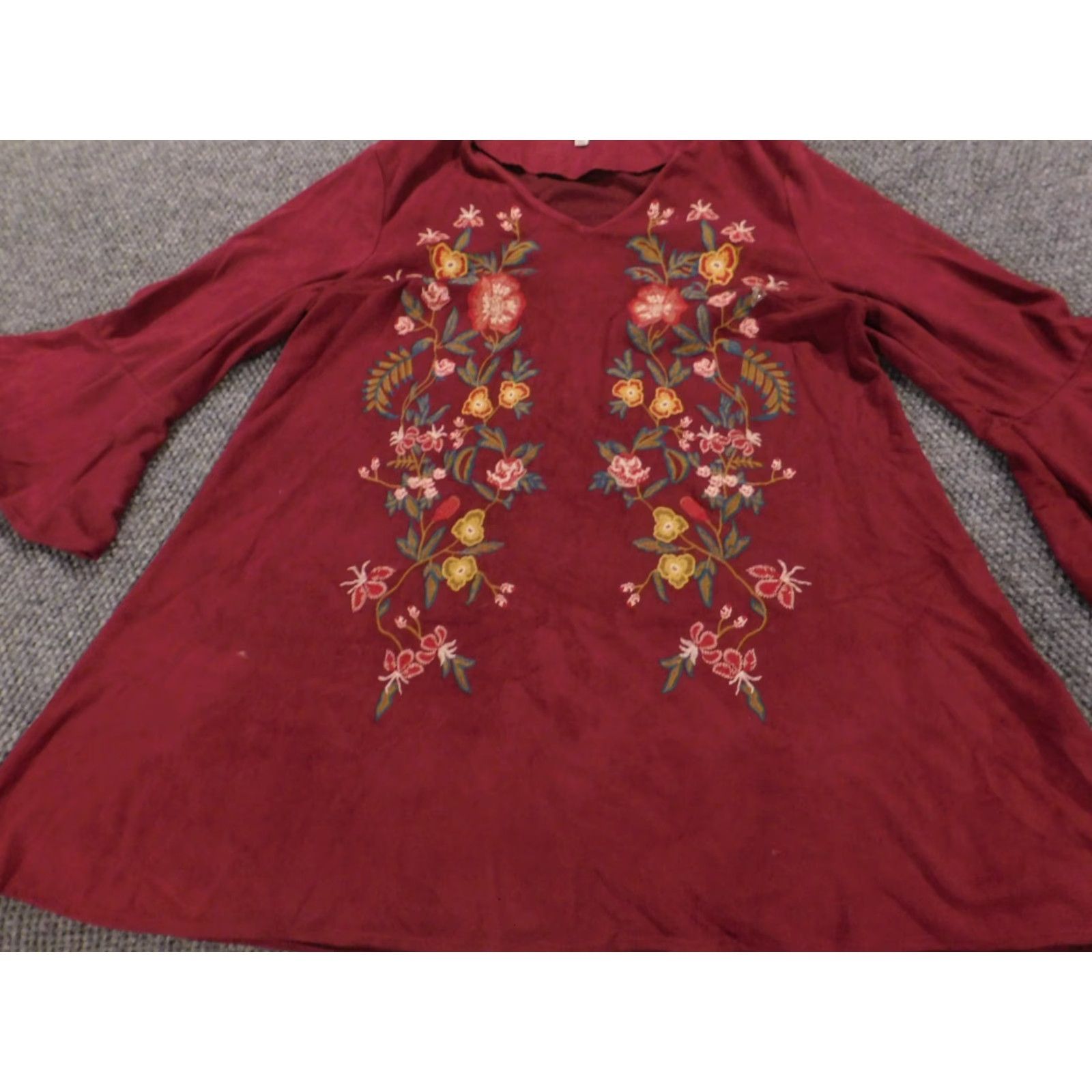 Bell Umgee Dress Womens Medium Red Floral A-Line Bell Sleeve Shirt? Size M / US 6-8 / IT 42-44 - 2 Thumbnail
