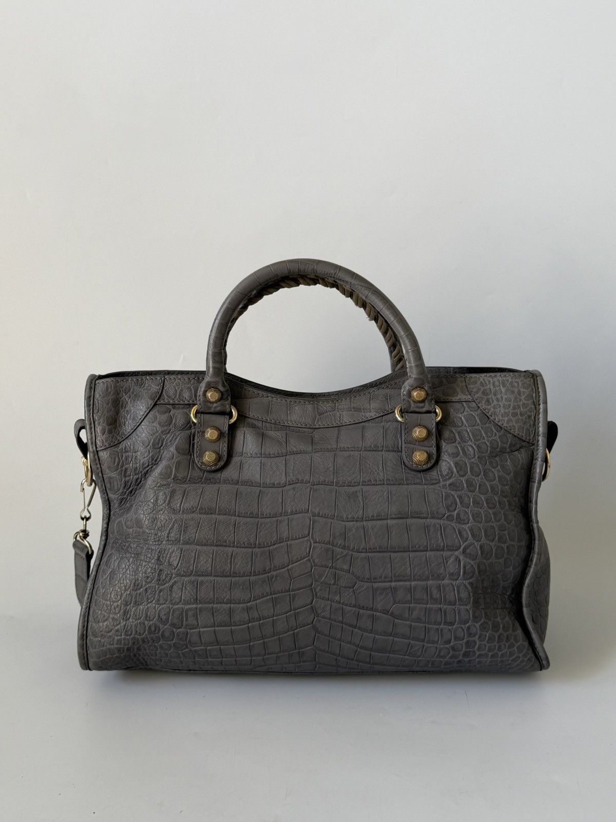 Balenciaga 2000’s Balenciaga Gray Crocodile Giant 12 Gold Hardware City Size ONE SIZE - 3 Thumbnail