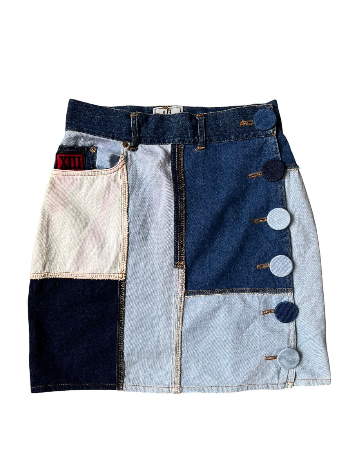 Jean Paul Gaultier Jean Paul Gaultier Patchwork Mini Skirt Size 30" / US 8 / IT 44 - 1 Thumbnail