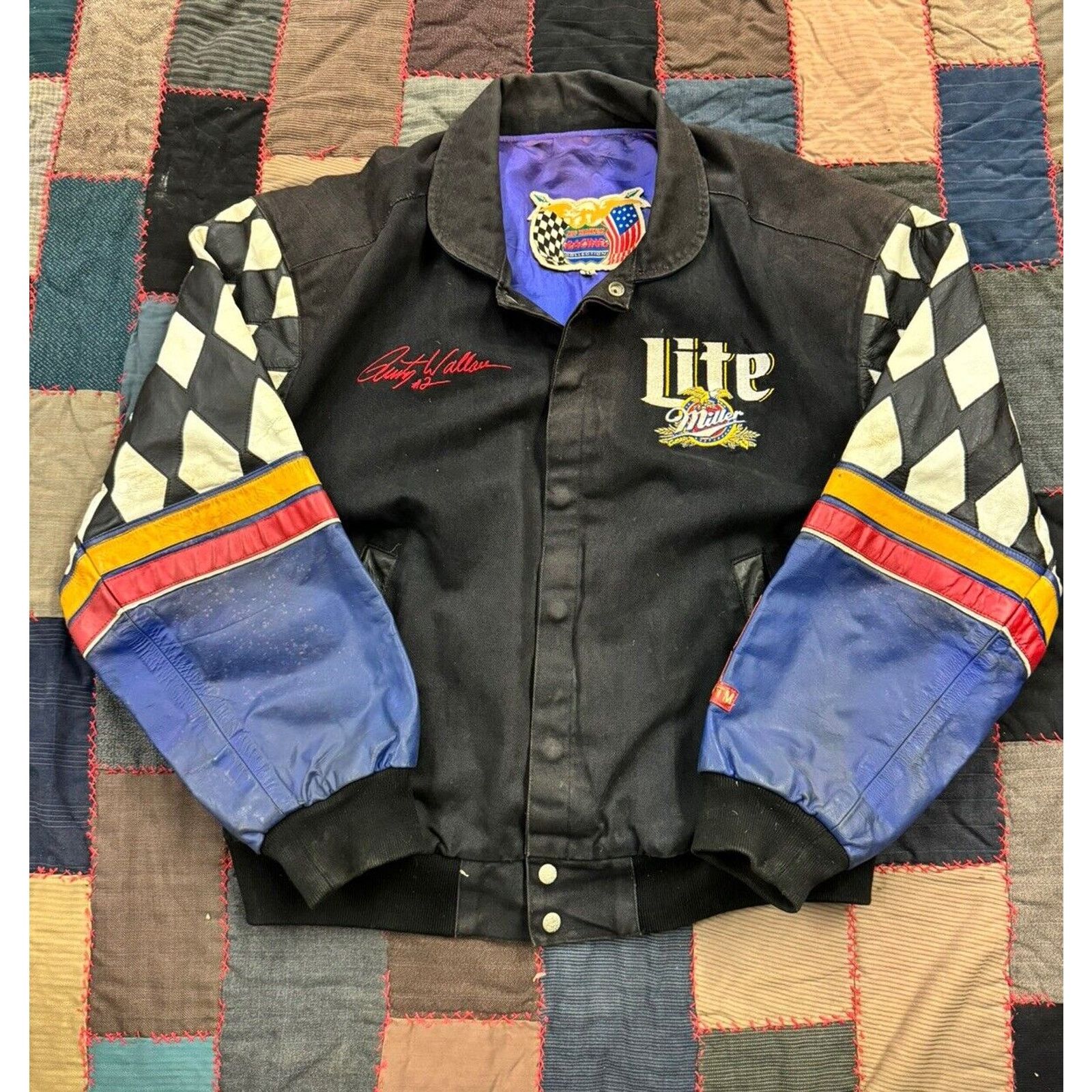 Vintage Rusty Wallace miller lite Nascar jacket top