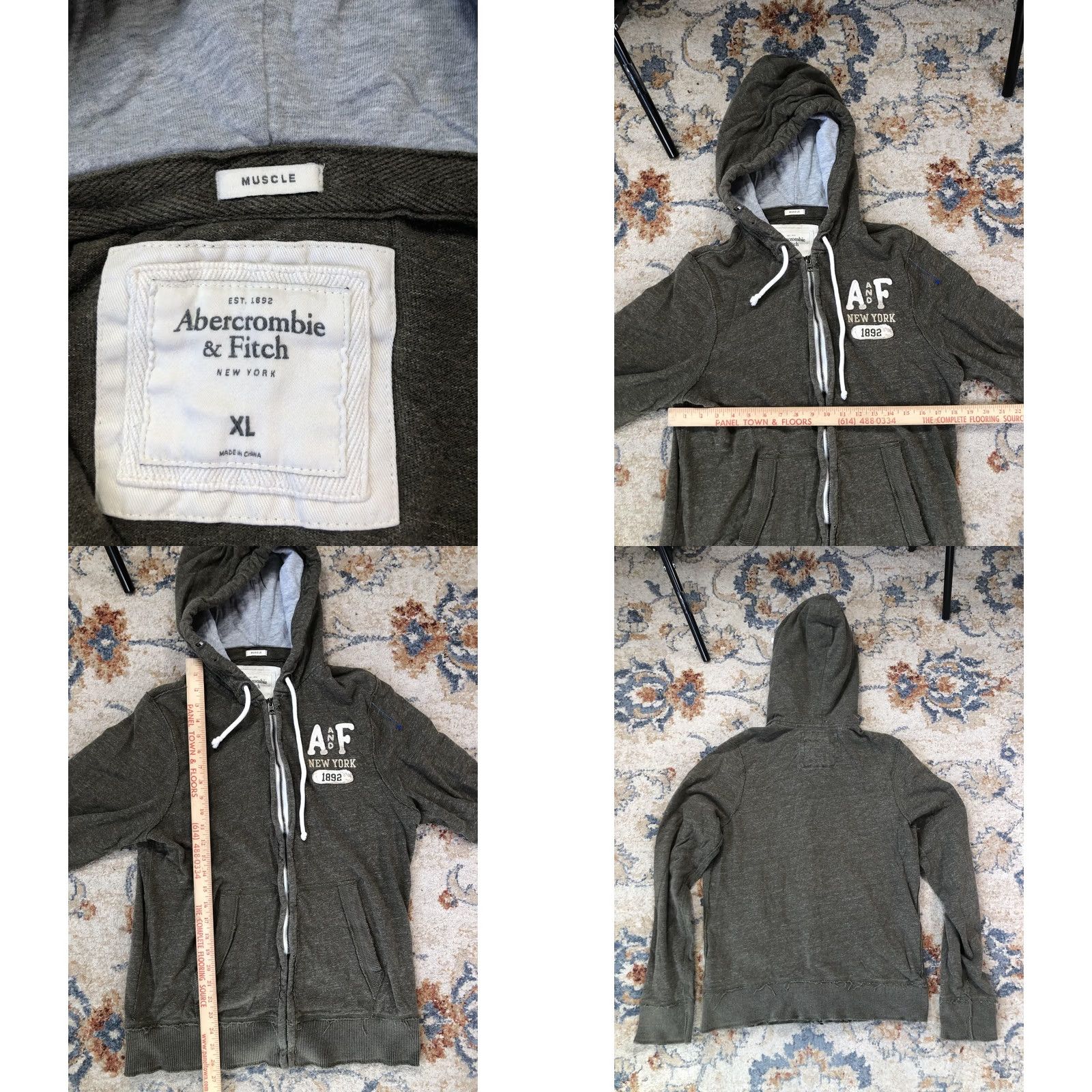 Abercrombie & Fitch Abercrombie & Fitch Hoodie Mens XL Green Full Zip 1892 Graphic Logo Sweatshirt Size US XL / EU 56 / 4 - 8 Thumbnail