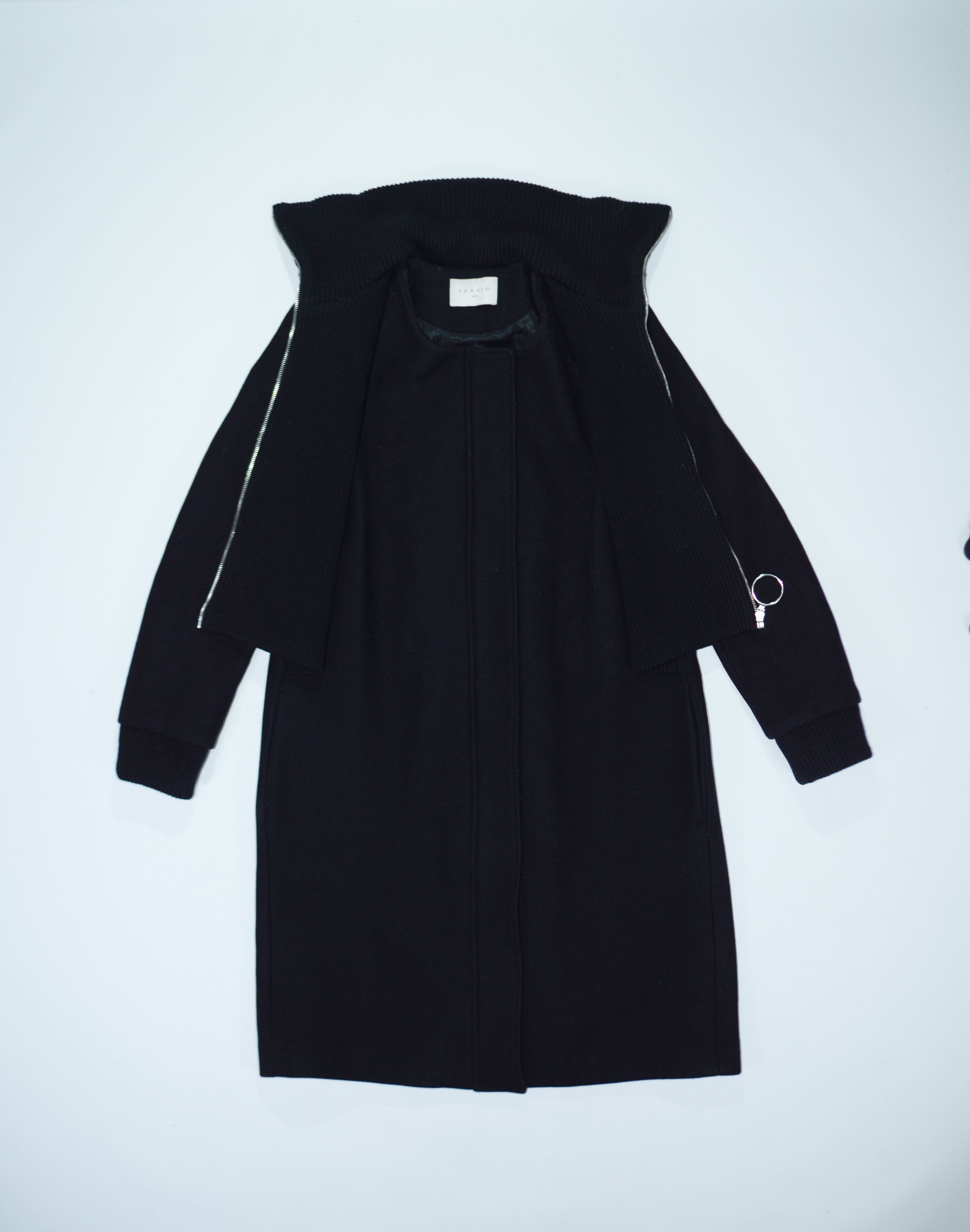 Sandro SANDRO Kolia Ribbed Overlay Wool Blend Coat Size 38 M Size M / US 6-8 / IT 42-44 - 2 Thumbnail