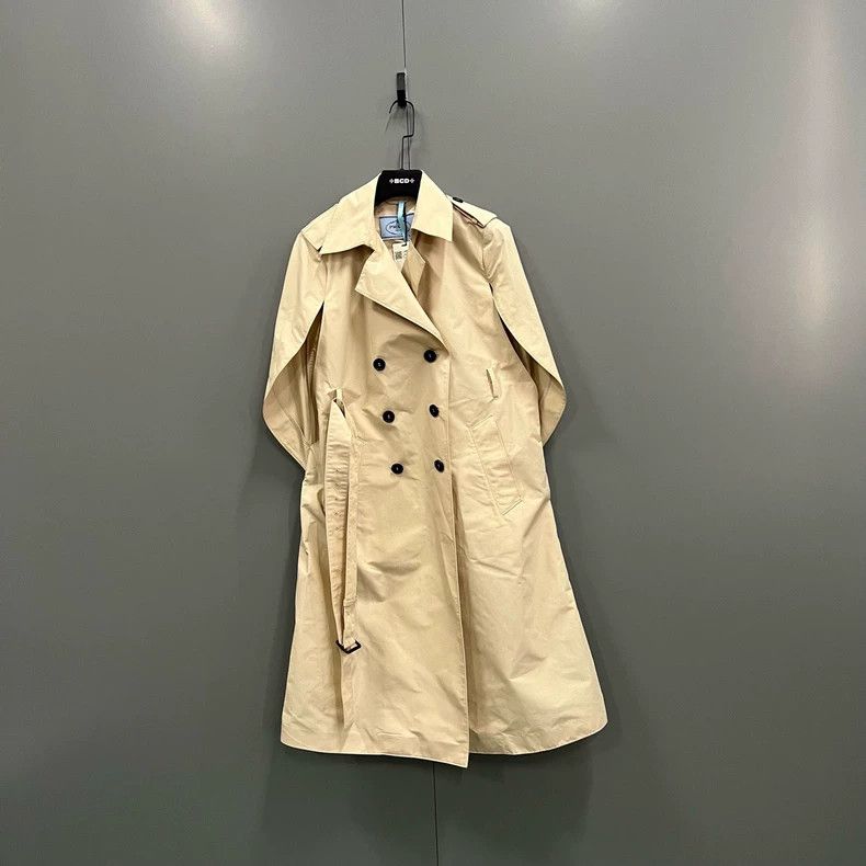 Prada Prada Khaki double-breasted windbreaker jacket 2502-Nextarr Size US XXS / EU 40 - 1 Thumbnail