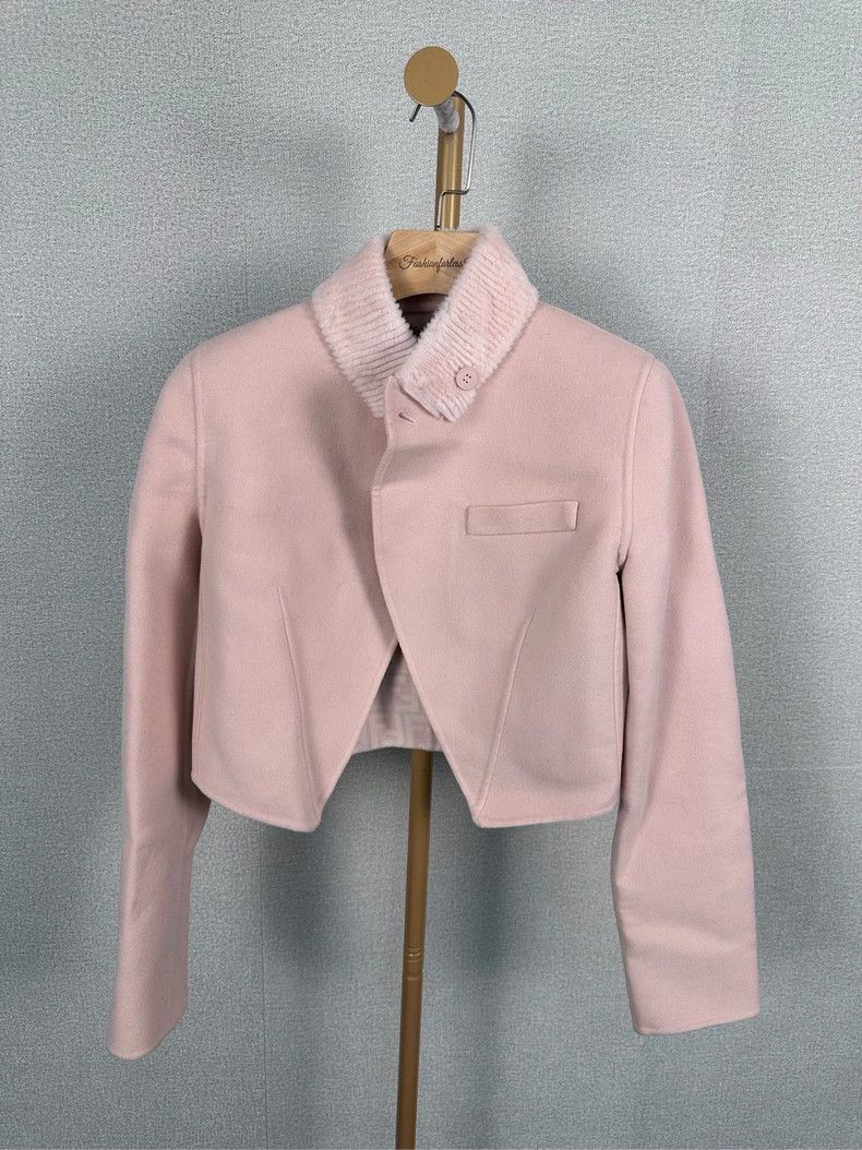Fendi Fendi Pink Cropped Wool Blend Jacket - dmc Size M / US 6-8 / IT 42-44 - 1 Thumbnail