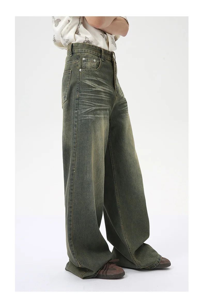 Japanese Brand Straight Pants American StyleWorn-out Design Wide Leg Jeans Size US 30 / EU 46 - 3 Thumbnail