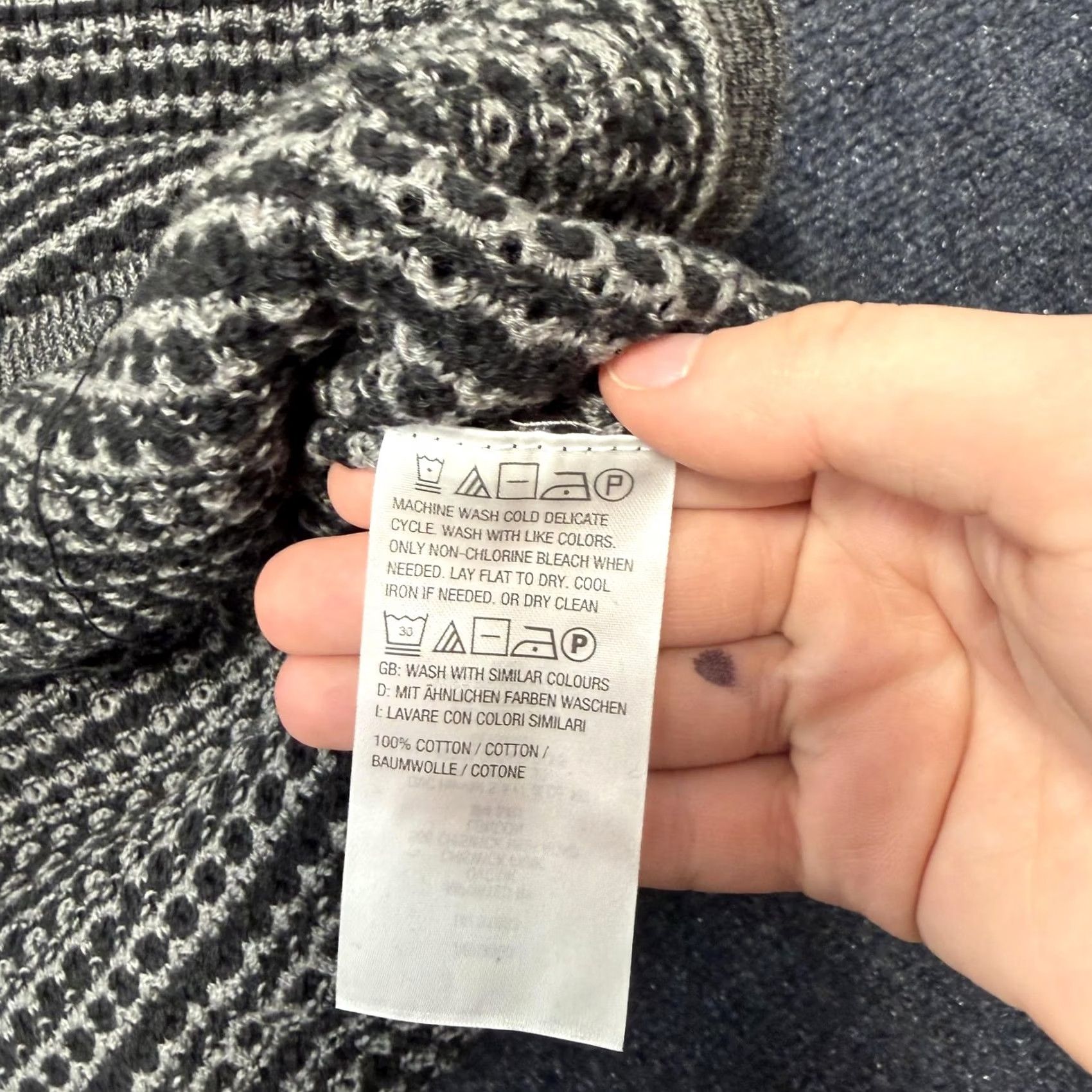 Vintage Isaac Mizrahi Live! Cardigan Womens XL Gray Striped Open-Knit Pockets Size XL / US 12-14 / IT 48-50 - 4 Thumbnail