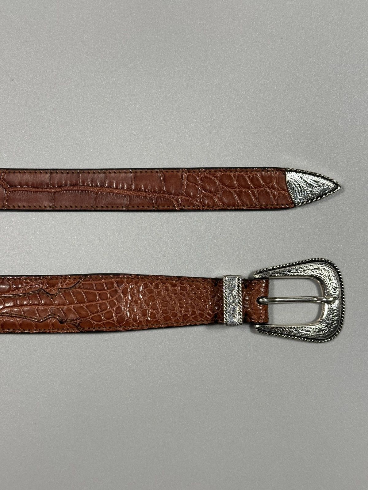 Brunello Cucinelli Brunello Cucinelli Croc Leather Sterling Silver Western Belt Size ONE SIZE - 7 Thumbnail