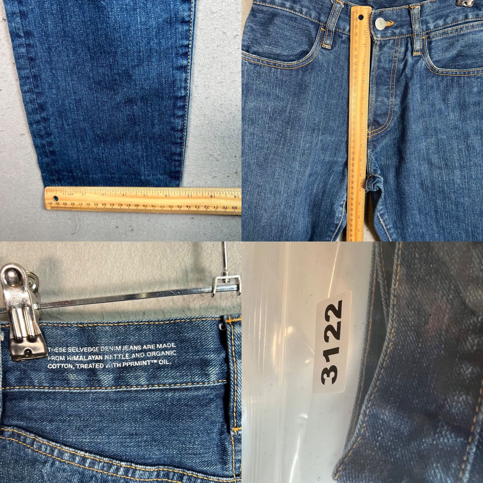 Pangaia Pangaia Womens Jeans 25 Straight Denim Organic Cotton Nettle Blue 5-Pocket Inseam 30 Adult Womens Womens Jeans Shape: Straight Size 42" / US 20 - 8 Thumbnail