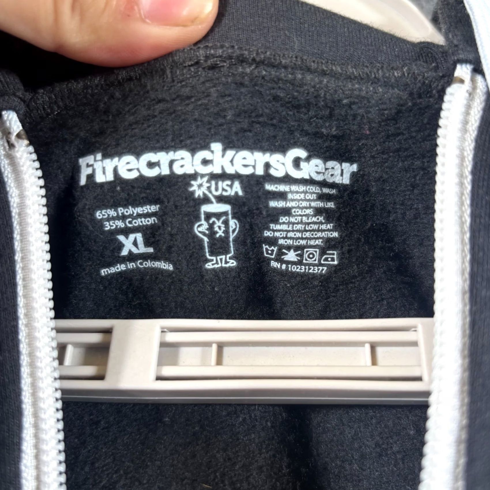 Vintage Firecrackers Gear Hoodie Men’s XL Gray Zip-Up Lined Full Zip Long Sleeve Graphic Print Size US XL / EU 56 / 4 - 3 Thumbnail